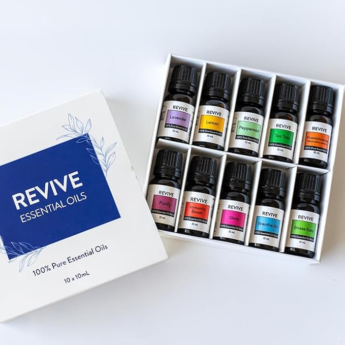 Starter Kit by Revive Essential Oils - 100% Pure Therapeutic Grade, for Diffuser, Humidifier, Massage, Aromatherapy, Skin & Hair Care - Bloomnest
