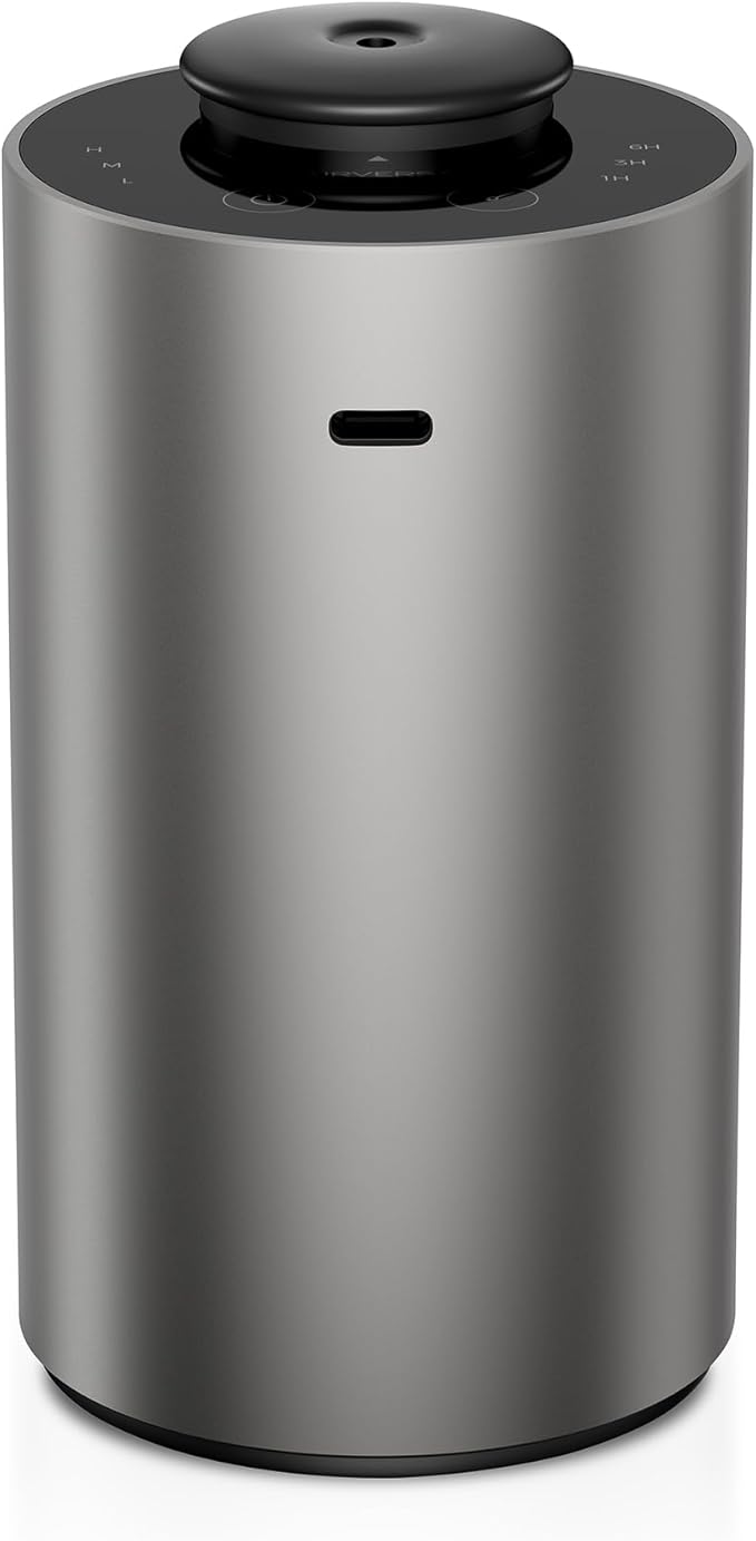 Airversa Waterless Essential Oil Diffuser for Home Aromatherapy Scent Diffusers with 3 Countdown Timer Settings or Timer-Off, 3 Mist Levels for Car Room Studio Office, ANX Premium Metal Spce Grey - Bloomnest