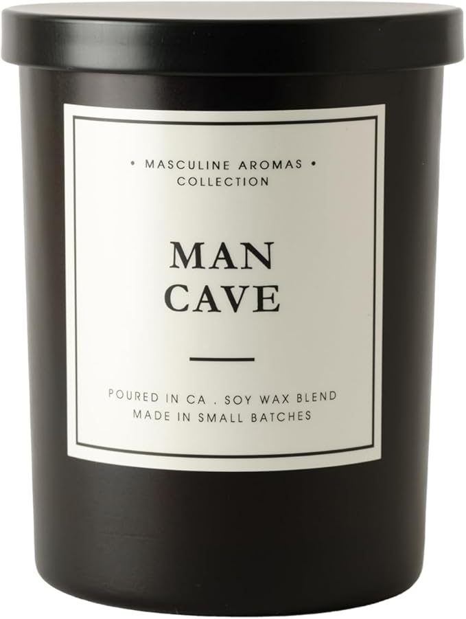 | Masculine Aromas | Small Batch | Soy Wax | 40 Hours | Scented Mens Candles with Natural Essential Oils | Vegan (Man Cave) - Bloomnest