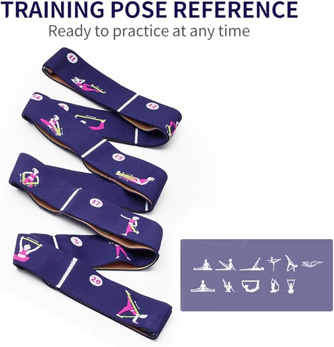 Resistance Bands 11 Loops with Guide Stretch Straps - Exercise Bands for Stretching, Yoga, Pilates & Physical Therapy - Elastic Fabric Workout Bands for Home Gym, Dance, Flexibility Training & Ballet Stretching Equipment - Bloomnest