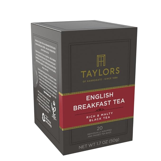 Taylors of Harrogate English Breakfast, Black Tea, Individually Wrapped Bags, 20 Count (Pack of 6), Rich, Bright & Malty, Caffeinated, Enjoy Hot or Iced, 120 Teabags - Bloomnest