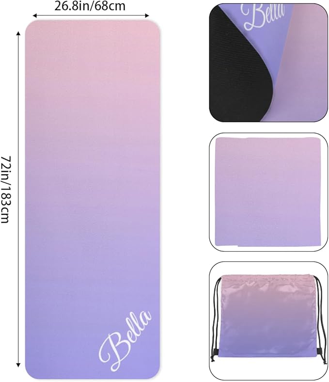 Custom Name Yoga Mat,Personalized Travel Yoga Exercise Mat,Non Slip,Perfect for Kids & Adults,Gradient Color E Series - Bloomnest