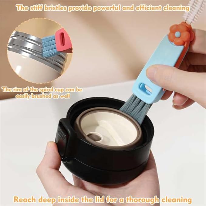 3 in 1 Cup Lid Cleaning Brush, Portable Cup Cleaner Brush, 2024 New Water Bottle Cleaner Brush, 3 in 1 Multifunctional Cleaning Brush for Home Kitchen Cleaning Tools（3PCS） NONENDU