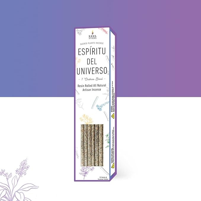 SOUL STICKS Handcrafted 10pcs Resin Artisan Incense Sticks Non-Toxic & Long Lasting Aromatic Sticks for Yoga Meditation Relaxation Aromatherapy Cleansing & Purification (7 Chakra Blend) SoulSticks