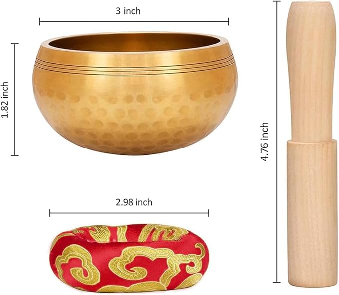 Tibetan Singing Bowl Set - Meditation Sound Bowl Cushion with Wooden Striker for Yoga, Meditation & Relaxation, Mindfulness,Chakra Healing, Stress Relief, Self-Regulation - Bloomnest
