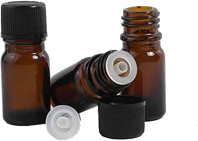10Pcs 5ml Amber Glass Essential Oil Sample Bottles Vials With Orifice and Cap for Perfume Aromatherapy Container mollensiuer