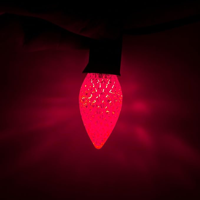 Meconard C7 Led Replacement Christmas Light Bulbs, C7 Shatterproof Led Bulbs for Christmas Indoor Outdoor String Lights, E12 Candelabra Base, Commercial Grade Holiday Bulbs, Red, 25 Pack - Bloomnest