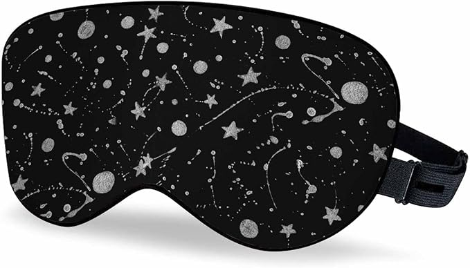 Silver Stars Sleep Eye Mask Abstract Space Galaxy Men Women Sleep Mask with Adjustable Strap Eye Cover Eye Shade for Travel, Nap,Meditation - Bloomnest