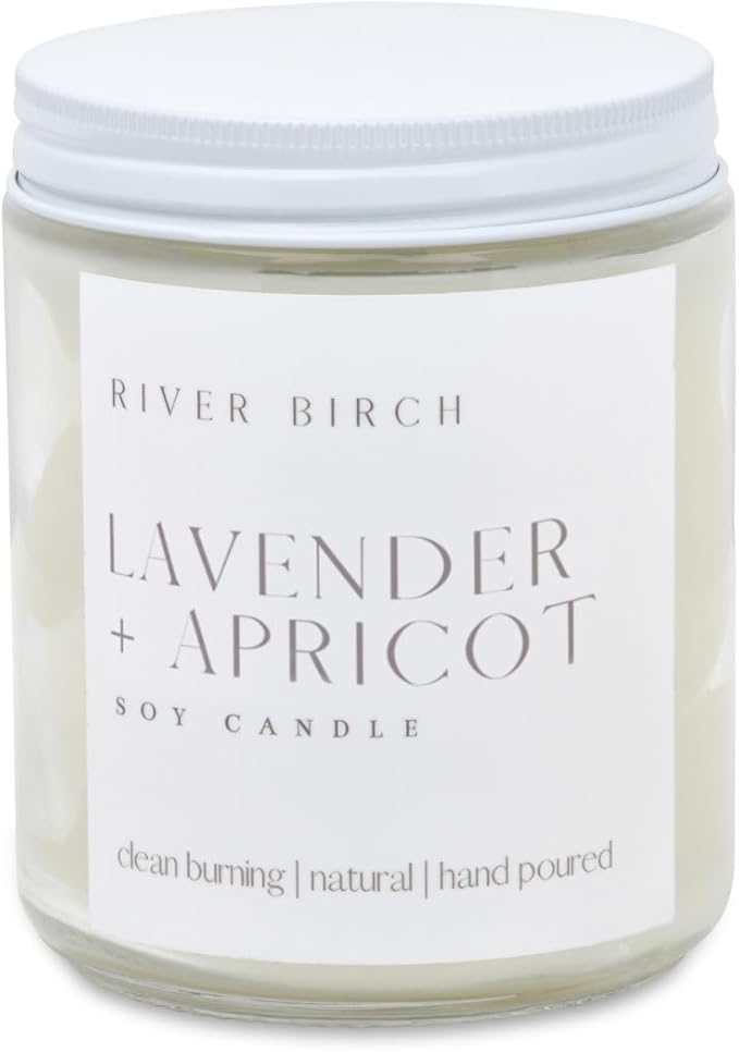 River Birch Candles Lavender + Apricot Scented Candle | Premium, All-Natural, Non-Toxic, Soy Wax | 8.5oz 40 Hr Burn Time | Cozy Relaxing Gifts for Home - Bloomnest