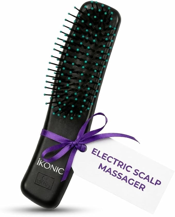 IKONIC 3-in-1 Electric Scalp Massager for Hair Growth -Vibrating Head Massager Brush for Stimulation and Circulation, Use as Exfoliator, Scrub, Hair Detangle, Massage Gift for Men and Women iKonicPrecisionStylingTools