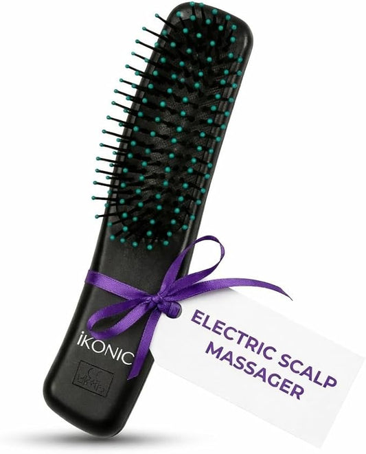 IKONIC 3-in-1 Electric Scalp Massager for Hair Growth -Vibrating Head Massager Brush for Stimulation and Circulation, Use as Exfoliator, Scrub, Hair Detangle, Massage Gift for Men and Women iKonicPrecisionStylingTools