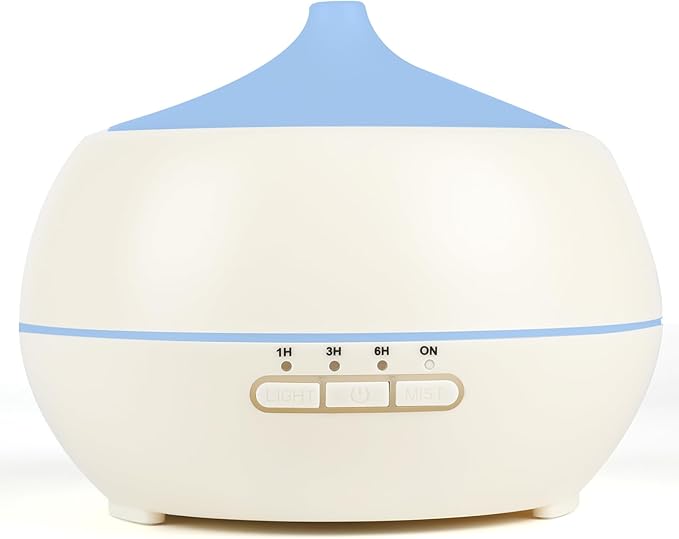 HAPPTWS 500ML Essential Oil Diffuser - BPA Free Ultrasonic Aromatherapy Diffuser, with 7-Color Lights - Waterless Auto Shut Off - Milky white HAPPTWS