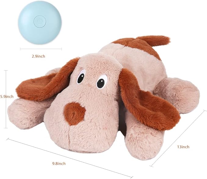 Puppy Heartbeat Toy, Dog Heartbeat Toy for Separation Anxiety Relief, Puppy Toy with Heartbeat Stuffed Animal Anxiety Calming Behavioral Aid Plush Toy for Dogs Cats Pets (Brown) - Bloomnest