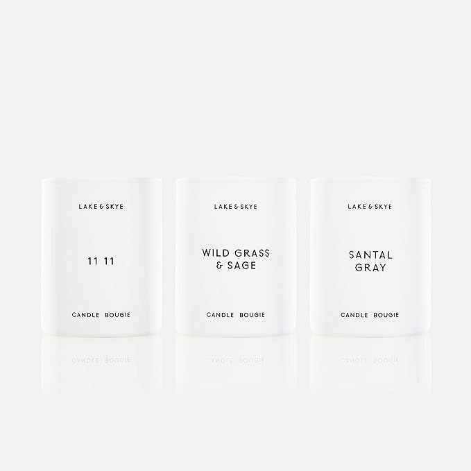 Lake & Skye Mini Votive 3 Piece Candle Set - Includes 11 11, Wild Grass & Sage, and Santal Gray - 1.85 oz Each - Bloomnest