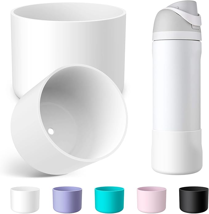 2PCS Silicone Water Bottle Boot for Owala 24oz 32oz 40oz, Anti-Slip Protective Sleeve Bottom Bumper Protector for FreeSip, Twist, and Flip Stainless Steel Water Bottles Alwenid