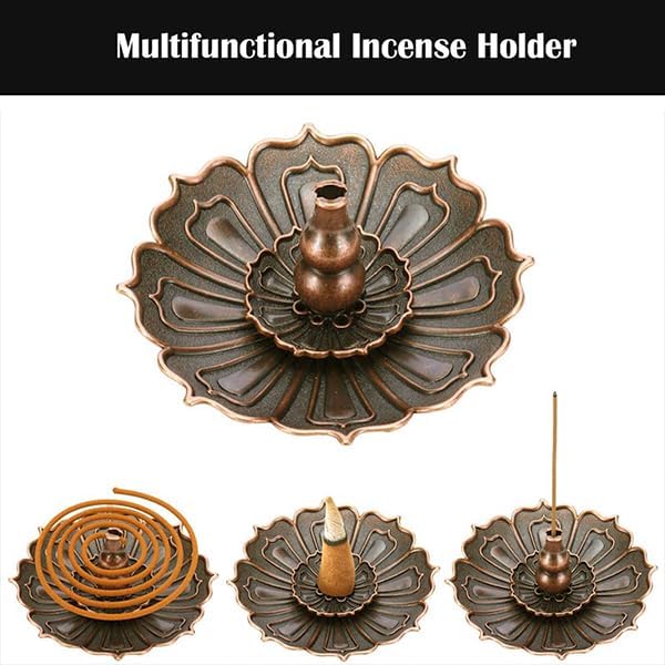 Incense Holder with Incense Stick Tray,Multi-Functional Incense Burner and Stick Holder Combo (1, Bronzy)