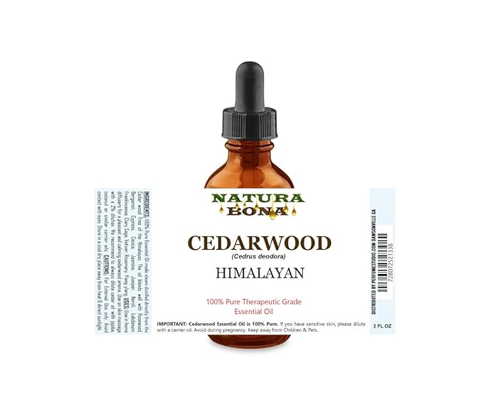 Pure Cedarwood Essential Oil 2 OZ / 60 ML in Amber Glass Graduated Dropper Bottle. Premium Therapeutic Grade Texas Cedarwood Oil. Use in Diffuser, Aromatherapy. Natura+Bona%C2%AE