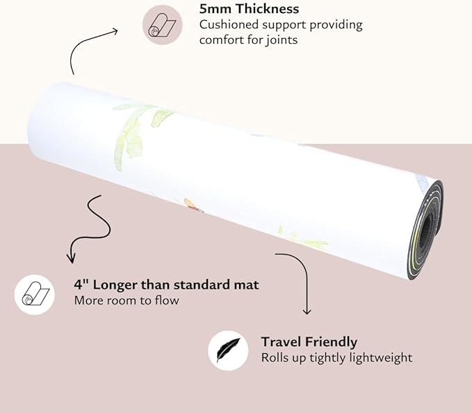 Shakti Warrior TPE Yoga Mat - Artist Designed, Premium eco friendly mats, Non Slip, Non toxic, Great For Regular & Hot Yoga, Pilates and Workouts (72 inch x 24 inch x 6mm thick)