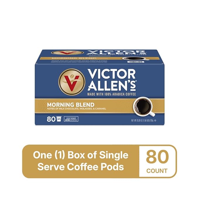 Victor Allen's Coffee Morning Blend, Light Roast, 80 Count, Single Serve Coffee Pods for Keurig K-Cup Brewers - Bloomnest