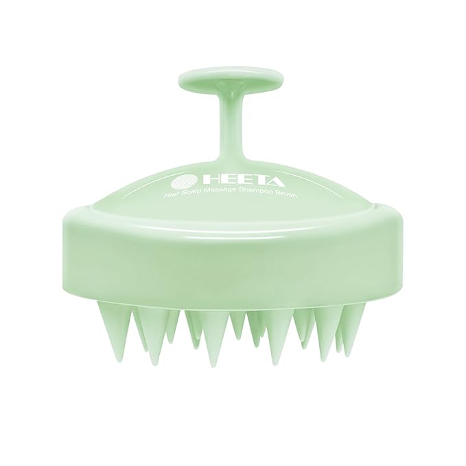 HEETA Scalp Massager Hair Growth, Soft Silicone Scalp Scrubber Shampoo Brush for Exfoliation, Dandruff Removal Head Massage Stress Relax, Wet & Dry Use for Thick Thin Curly Hair Care, Lime Green HEETA