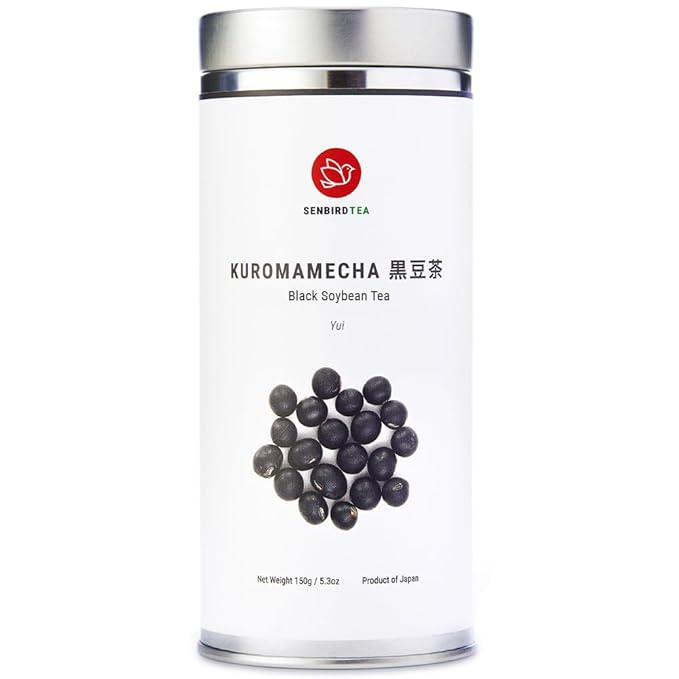 Senbird Premium Kuromamecha - Japanese Black Soybean Tea - From Hokkaido, Japan - Loose Leaf Kuromame in Airtight Tea Tin (5.3oz/150g) - Bloomnest