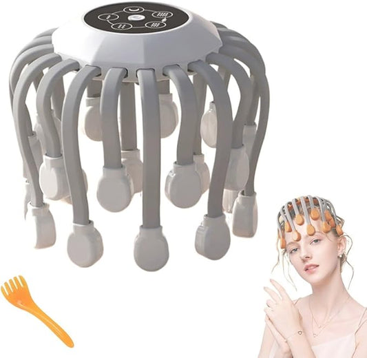 Head Massager for Migraine Relief with Music,The Vibra Calm,Headache Massager for Migraines with 20 Vibrating Points,Electric Head Massager Scalp,Scalp Massager Tool,Stress Relax(White,Standard) LNTVOM