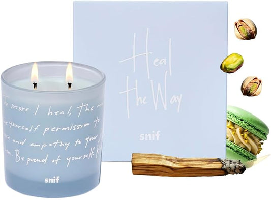 Heal The Way Luxury Scented Candle by Snif, Gourmand and Ambery, Warm and Calming Candle, 50+ Hours, 100% Cotton Fiber Wicks, Soy Wax Blend, Non-Toxic, Vegan, 8.5 oz - Bloomnest