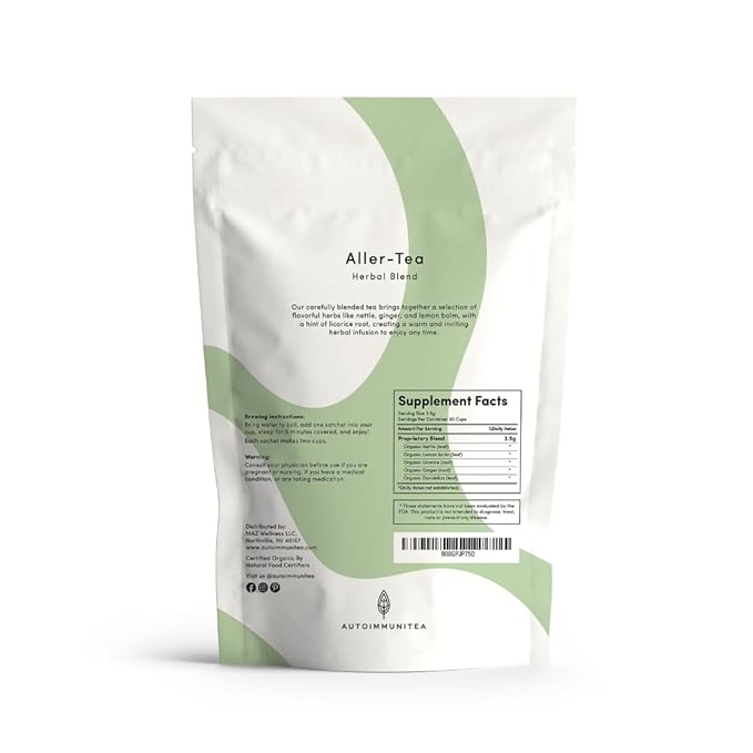AutoimmuniTea – Soothing Tea Bags for Allergy Relief and Sinus Relief, Organic, Caffeine Free and USDA Certified, Blend of Lemon Balm, Ginger, Nettle, and Licorice, AIP Friendly - Bloomnest