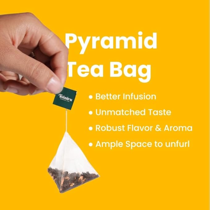 Teaniru, Turmeric Masala Tea, 1 Carton (Box of 80) - 560 Sachets | Pyramid Tea Bag | Wellness Tea For Corporates & Restaurant & Tea Lovers | Gluten Free, Sugar-Free - Brew Hot or Cold - Bloomnest