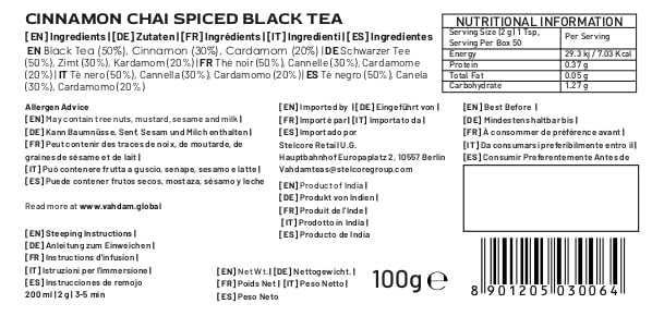 VAHDAM, Cinnamon Masala Chai Tea (50+ Cups,3.53oz) Ancient Cinnamon Tea Recipe | Spiced Chai Tea Loose Leaf | Brew Hot Black, Iced Or Chai Latte | Pure Unblended Loose Leaf Tea | Vacuum Sealed - Bloomnest