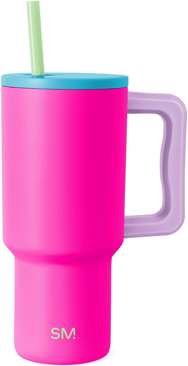 Simple Modern 30 oz Trek Tumbler with Handle and Straw Lid | Cup Holder Friendly Insulated Stainless Steel Travel Mug | 80s Mix SimpleModern
