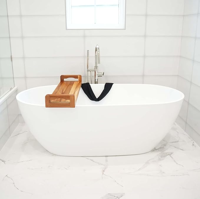EcoDecors, 34 inch, with LiftAid Handles, Bath Tray for Tub, Bath Tub Tray Wood, Bathtub Table, Caddy for Bathtub in Natural Teak - Bloomnest