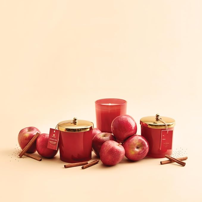 Thymes Scented Candles for Home Decor - Luxury Home Fragrance Gifts for Women & Men - Fall Candles with Warm Notes of Apple, Clove, & Cardamom - Harvest Red (Simmered Cider, 13 oz) - Bloomnest