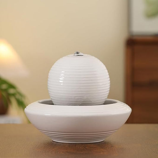 Ceramic Tabletop Fountain Water Feature for Indoor and Home Decoration Table Desk Office Patio(White A156) - Bloomnest
