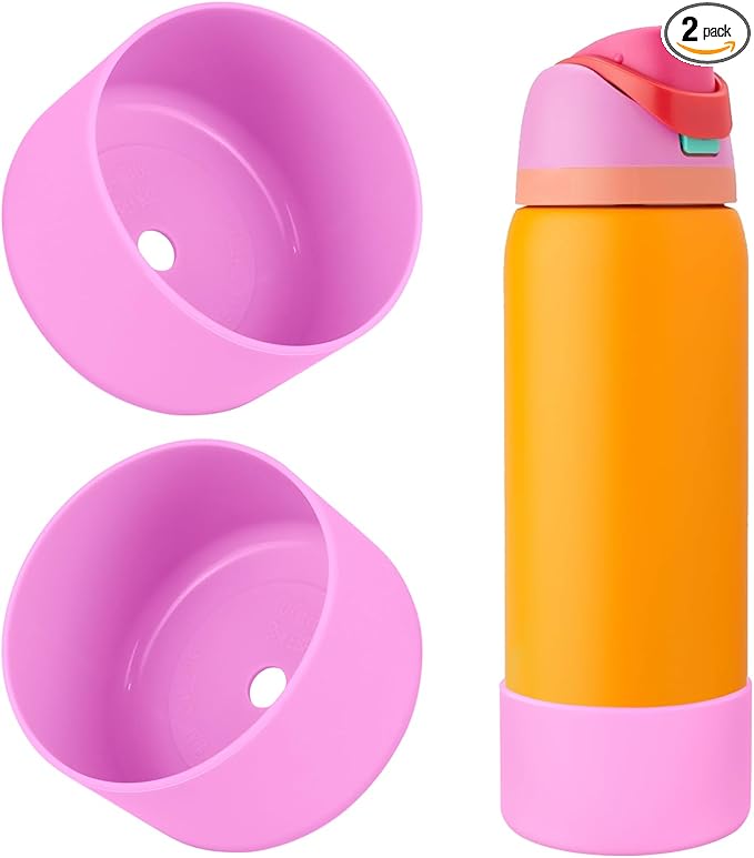 2PCS Silicone Water Bottle Boot, Compatible with Owala 24oz 32oz 40oz, Protective Anti-Scratch & Anti-Dent No Noise Sleeve Cover for FreeSip/Twist/Flip Water Bottles (Tropical, 32oz) BKBY