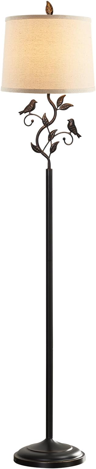 RORIANO 63" Rustic Leaf Floor Lamp for Living Room, Unique Bird Tall Standing Lamp with Rotary Switch, Vintage Floor Lamps for Bedroom Study Room, Bulb Included - Bloomnest