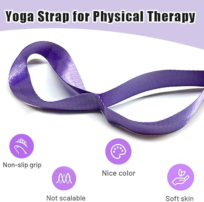 Oak-Sports Stretching Strap Yoga Strap for Physical Therapy with 10 Loops, Yoga Straps for Stretching, Upgraded Non-Elastic Stretch Band for Pilates, Dance and Gymnastics with Workout Guide - Bloomnest