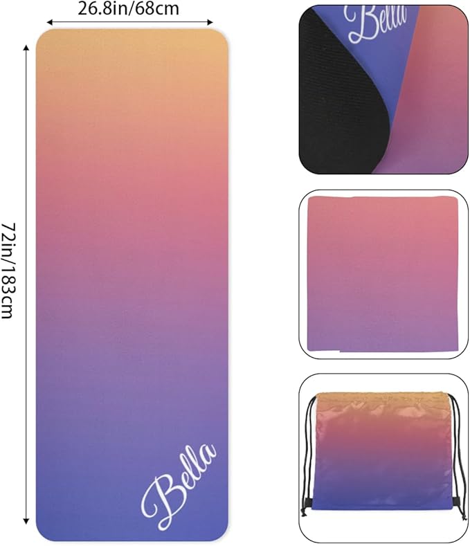 Custom Name Yoga Mat,Personalized Travel Yoga Exercise Mat,Non Slip,Perfect for Kids & Adults,Gradient Color E Series - Bloomnest