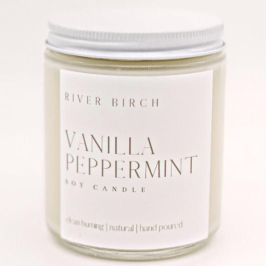 River Birch Candles Vanilla Peppermint Scented Candle | Premium, All-Natural, Non-Toxic, Soy Candles | 8.5oz 40 Hr Burn Time | Cozy Relaxing Gifts for Home - Bloomnest