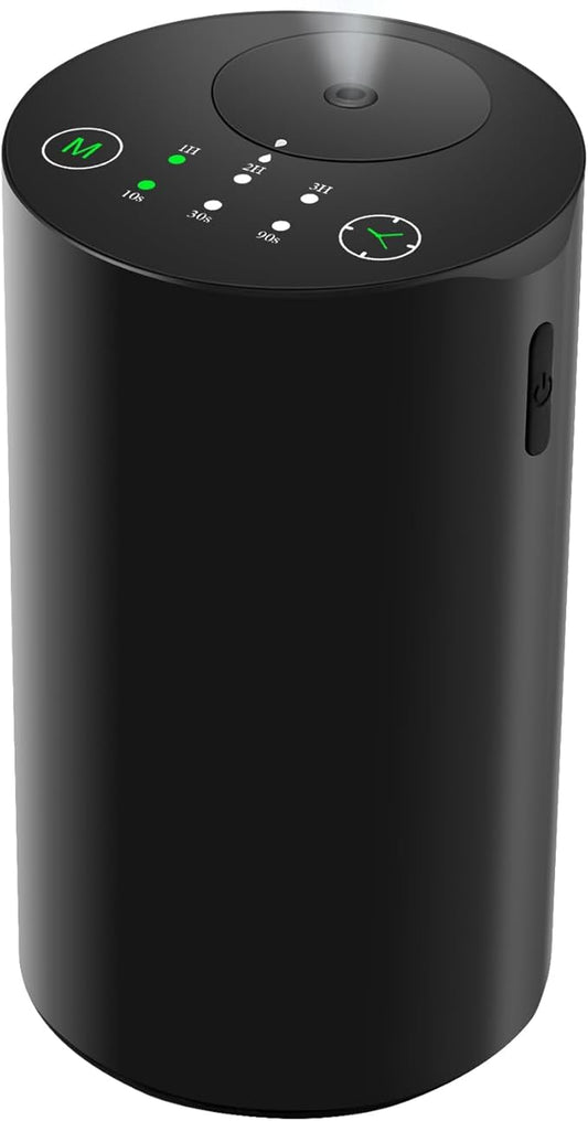 Waterless Essential Oil Diffuser, Battery Powered Mini Scent Air Machine, Aromatherapy Mist Diffuser for Home Room Car Office (Black Aluminum Alloy) - Bloomnest
