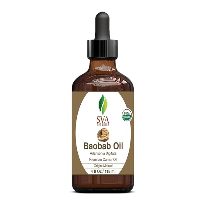 SVA Baobab Seed Oil Organic - 4 Fl Oz – 100% Natural Cold Pressed Organic Baobab Oil - for Face, Skin Care, Hair Care, Scalp Massage & Body Massage – Carrier Oil with Dropper - Bloomnest