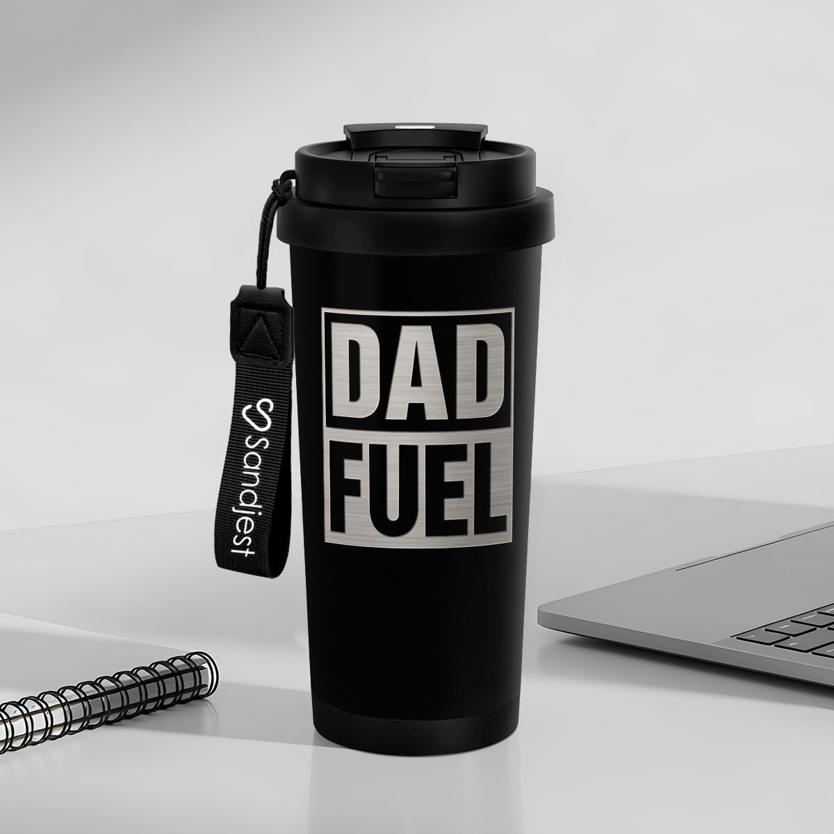 Dad Fuel Tumbler from Daughter Son - Stainless Steel 2-in-1 Lid Coffee Tumbler 18 oz, Insulated Travel Mug Gift for Men Husband, Birthday Christmas Father's Day