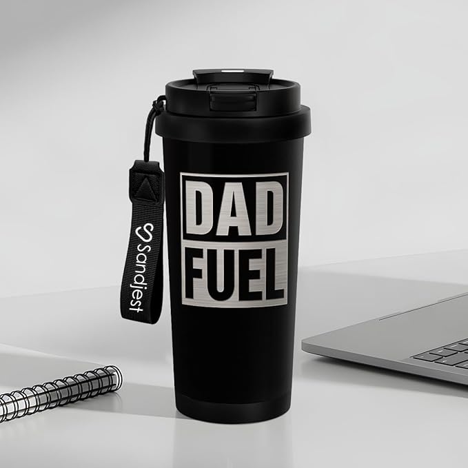 Dad Fuel Tumbler from Daughter Son - Stainless Steel 2-in-1 Lid Coffee Tumbler 18 oz, Insulated Travel Mug Gift for Men Husband, Birthday Christmas Father's Day - Bloomnest