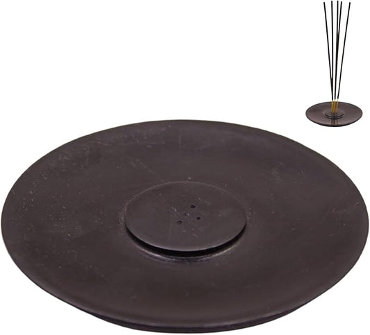 Handmade Marble Incense Holder - Round Incense Burner with Multiple Holes for Incense Sticks. Decorative Ash Catcher for Home and Office Decor. (4 inch Diameter, Black) - Bloomnest