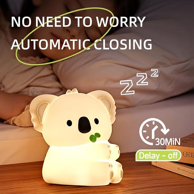 Night Light for Kids, 7 Color Changing BPA-Free Silicone Lamp with Touch Control, Eye Protection, Rechargeable Battery, Soft & Safe Nursery Lamp for Boys & Girls (Koala) - Bloomnest