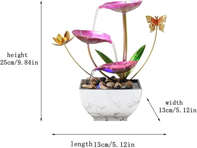 Gold Tabletop Indoor Relaxation Water Fountain, (Pink) - Bloomnest