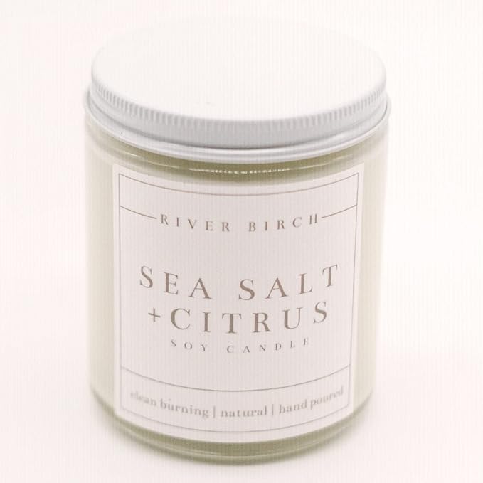 River Birch Candles Sea Salt & Citrus Scented Candle | Premium, All-Natural, Non-Toxic, Soy Candles | 8.5oz 40 Hr Burn Time | Cozy Relaxing Gifts for Home - Bloomnest