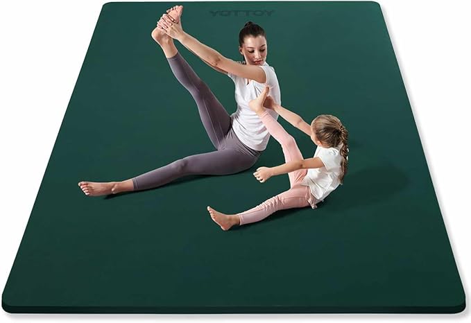 YOTTOY Large Yoga Mat (75 * 52 * 1/2inch),Extra Wide TPE Exercise Mat,Non-Slip Workout Mat for Pilates, Fitness, Barefoot, Home Gym Studio with Strap and Towel - Bloomnest