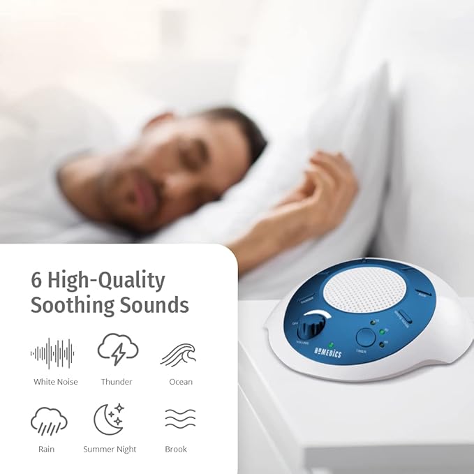Homedics SoundSleep White Noise Sound Machine, Blue, Small Travel Sound Machine with 6 Relaxing Nature Sounds, Portable Sound Therapy for Home, Office, Nursery, Auto-Off Timer, By Homedics (Pack of 3) - Bloomnest