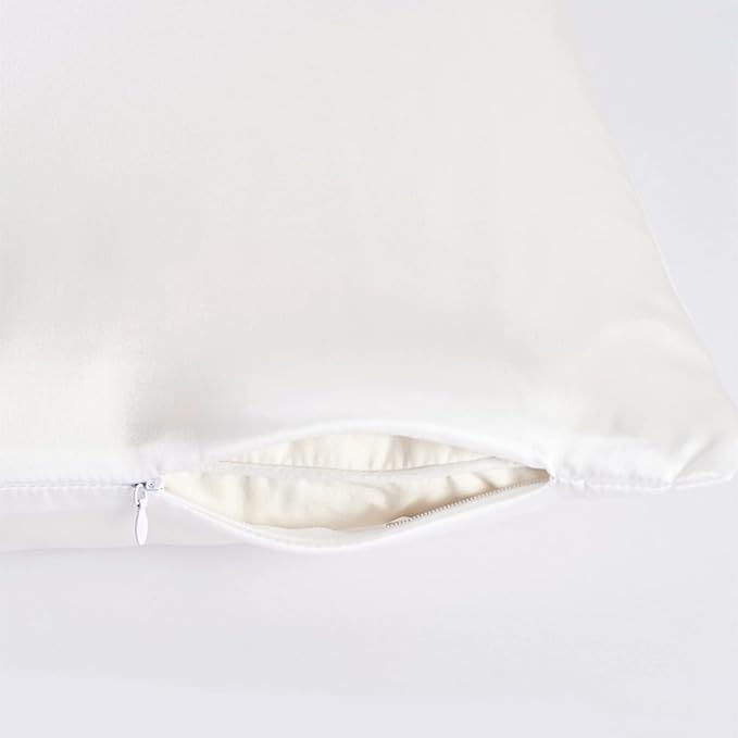 Oeko-TEX Certified White Silk Pillow Cases Made in USA, 100% Real Silk Pillowcase for Hair and Skin, 22 Momme, Standard Size,1 Pc 20"x26" (Standard, White) - Bloomnest